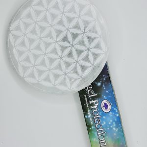 Plaque de rechargement en Sélénite blanche - Fleur de vie 1