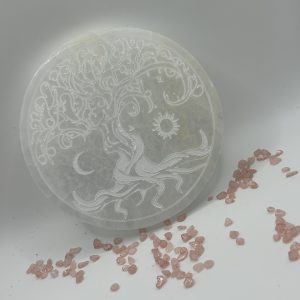 Plaque de rechargement en Sélénite blanche - Arbre de vie