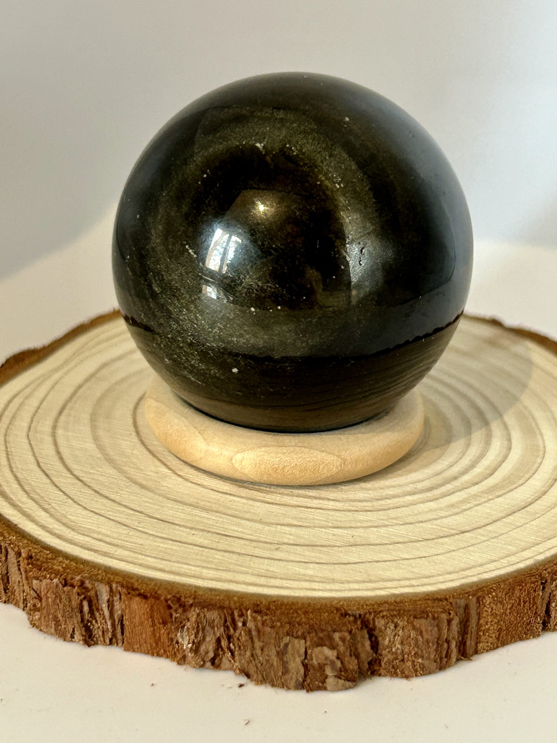 Sphère Obsidienne Dorée - Diam 50 – Image 3