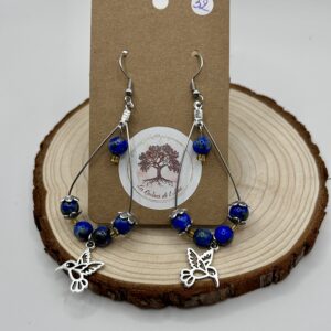 Créoles ovales - Lapis Lazuli & Colibri