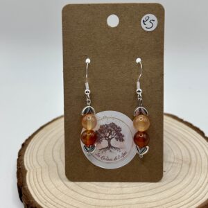 Boucles d'oreilles pendantes - Cornaline