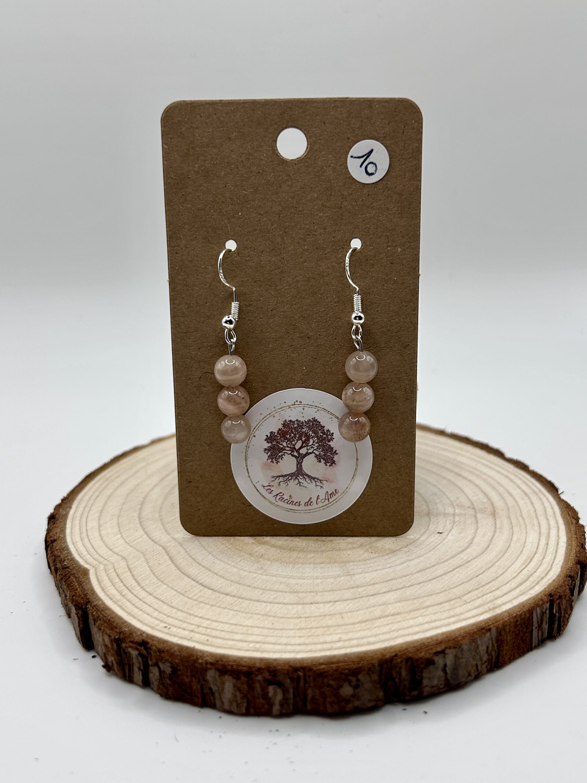 Boucles d'oreilles pendantes - Pierre de Lune orange