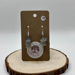 Boucles d'oreilles pendantes - Labradorite roulée