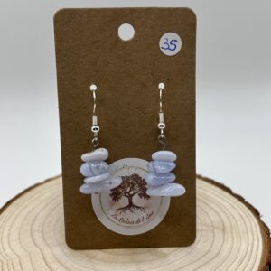 Boucles d'oreilles pendantes - Calcédoine 4 pierres
