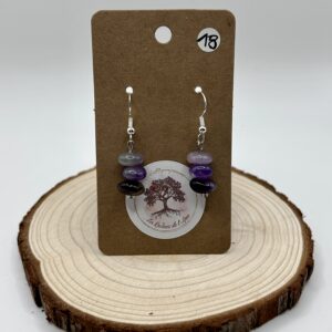 Boucles d'oreilles pendantes - Améthyste roulée 3 pierres