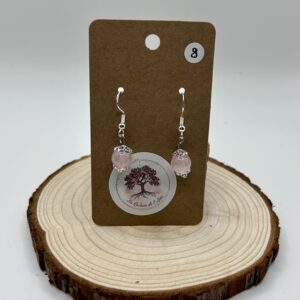 Boucles d'oreilles simple pendantes - Quartz rose