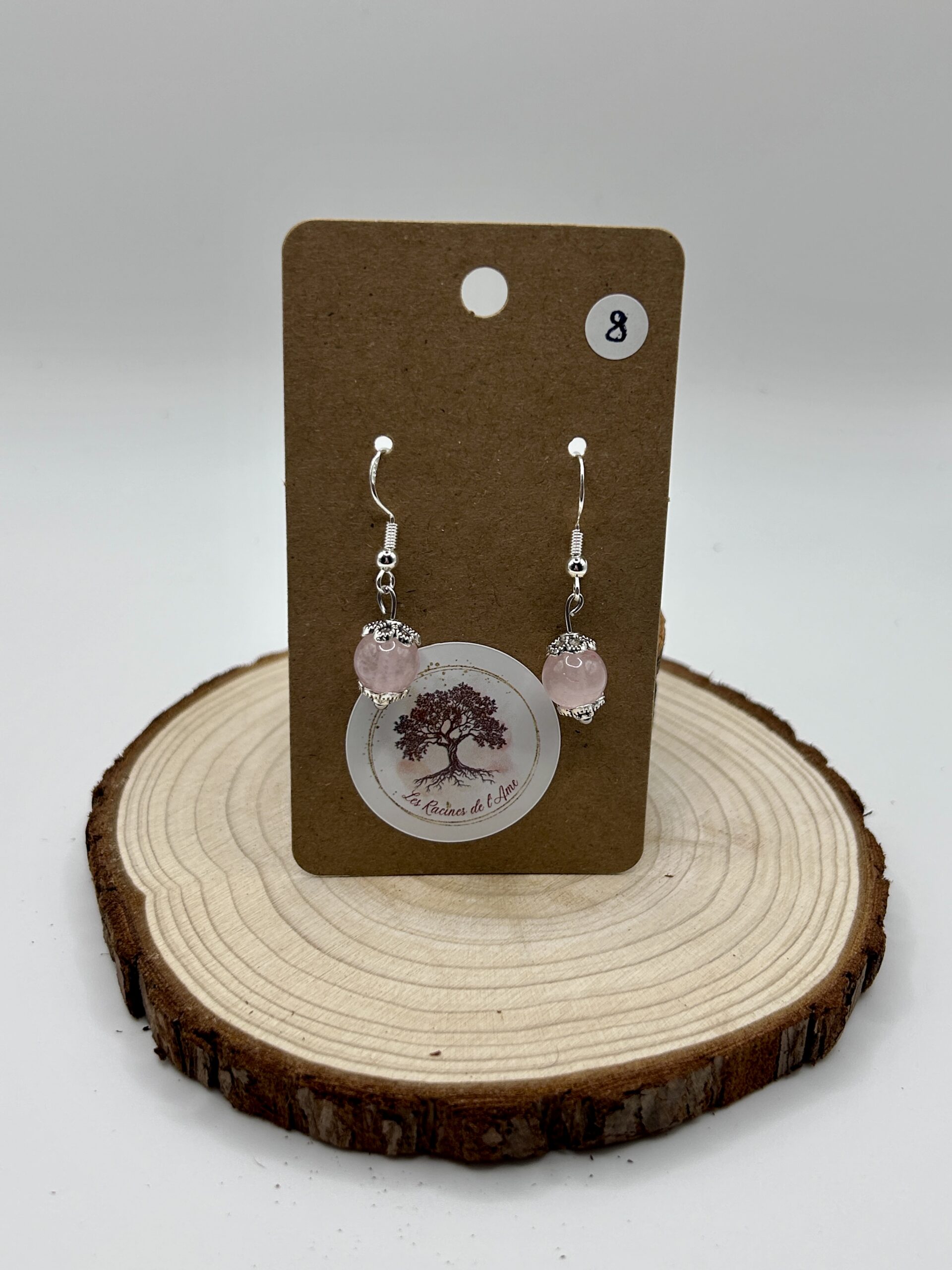 Boucles d'oreilles simple pendantes - Quartz rose