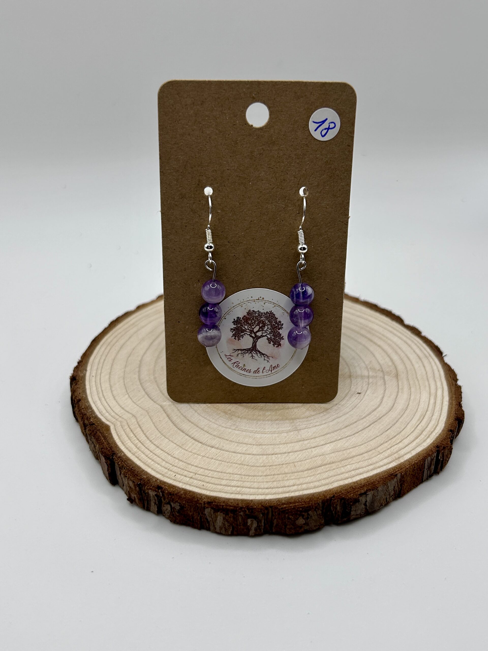 Boucles d'oreilles pendantes - Améthyste rubanée